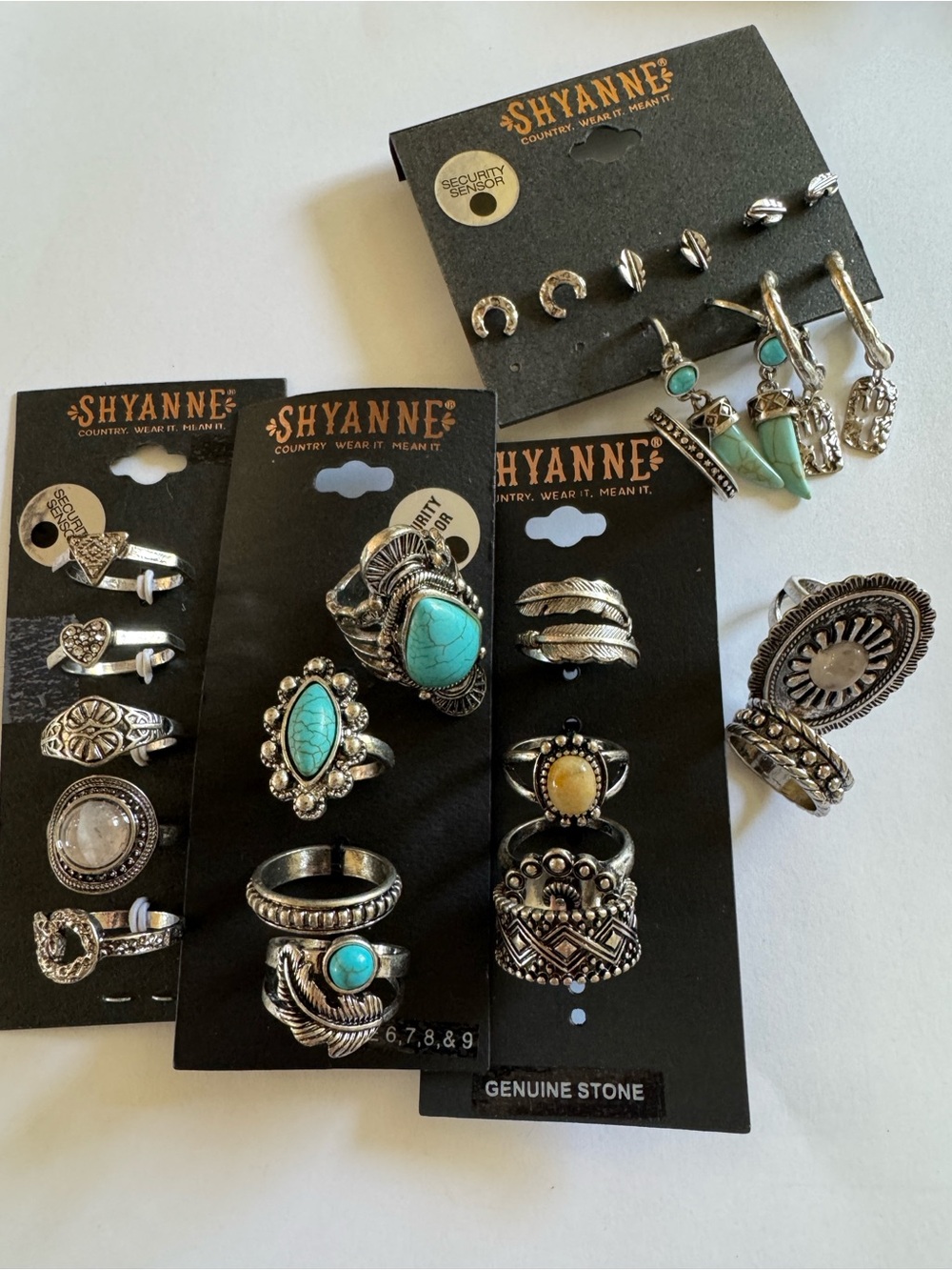 Shyanne Silver-Tone Ring Set with Turquoise and Yellow Stone Accents